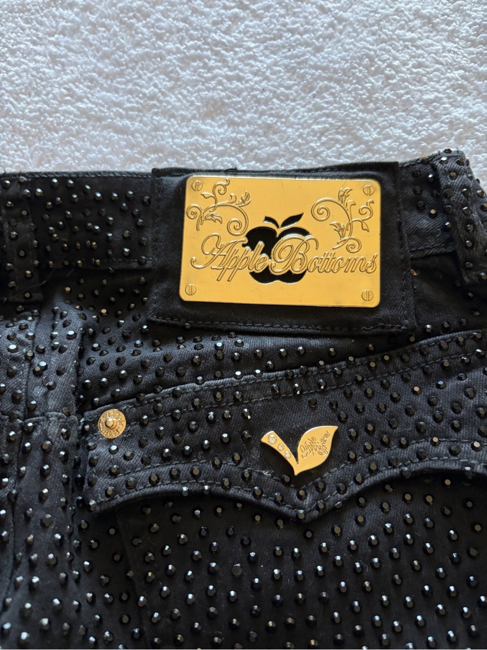 Apple Bottoms Rain on Me Rhinestones Jeans in Black